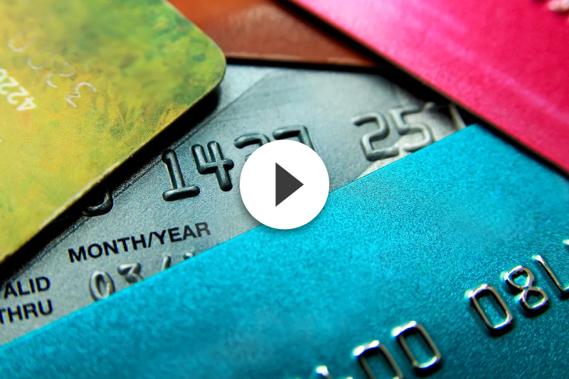 A close up of a credit cards. 
