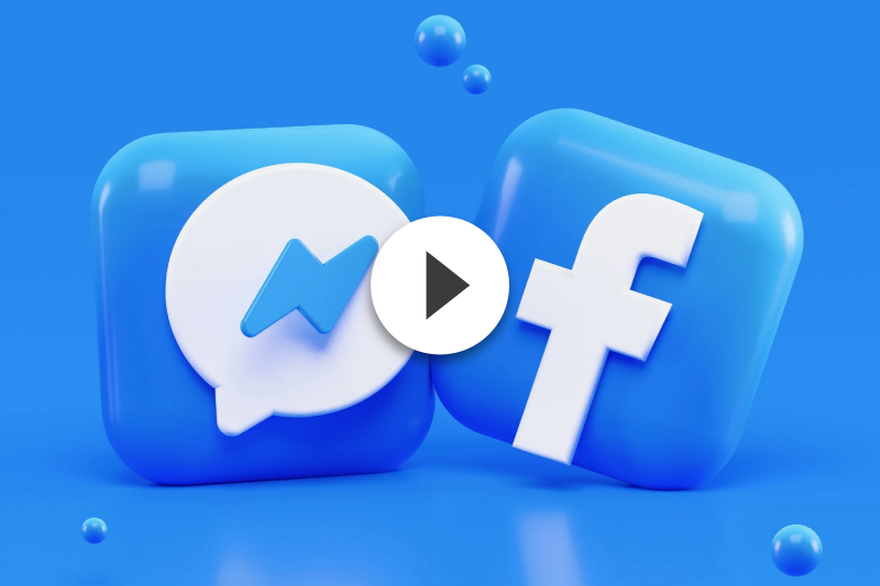 A 3d rendering of a facebook logo on a blue background