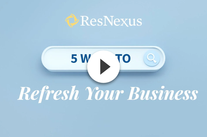 A refresh your business advertisement with a play button