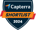 The logo for capterra shortlist 2024 is a shield.