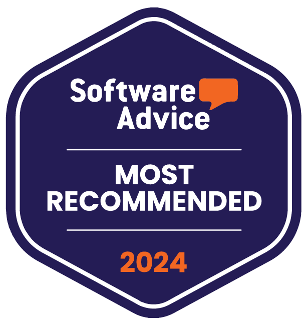 A badge that says `` software advice most recommended ''.