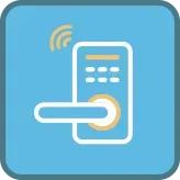 An icon of a smart door lock with a remote control.