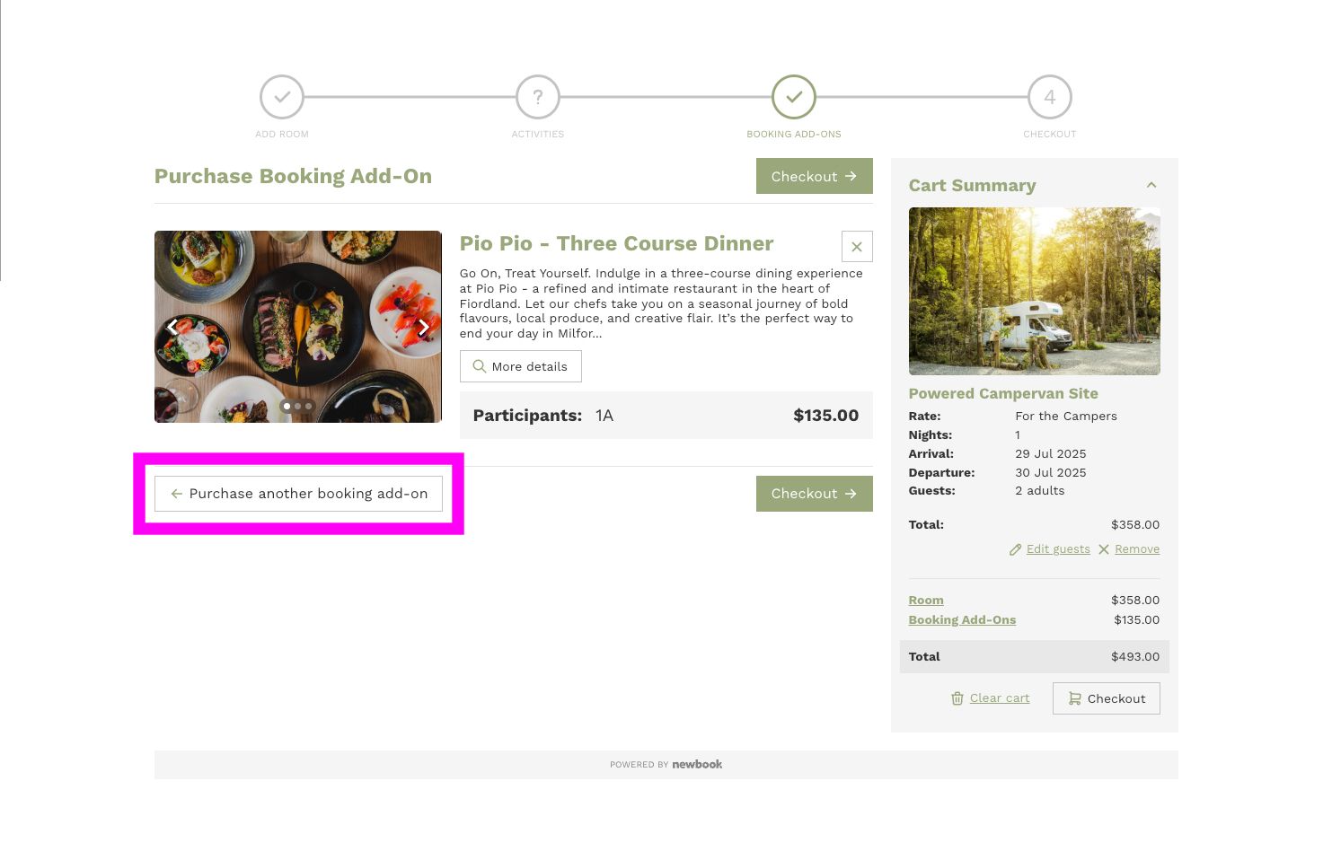 A screenshot of the Newbook retail items.