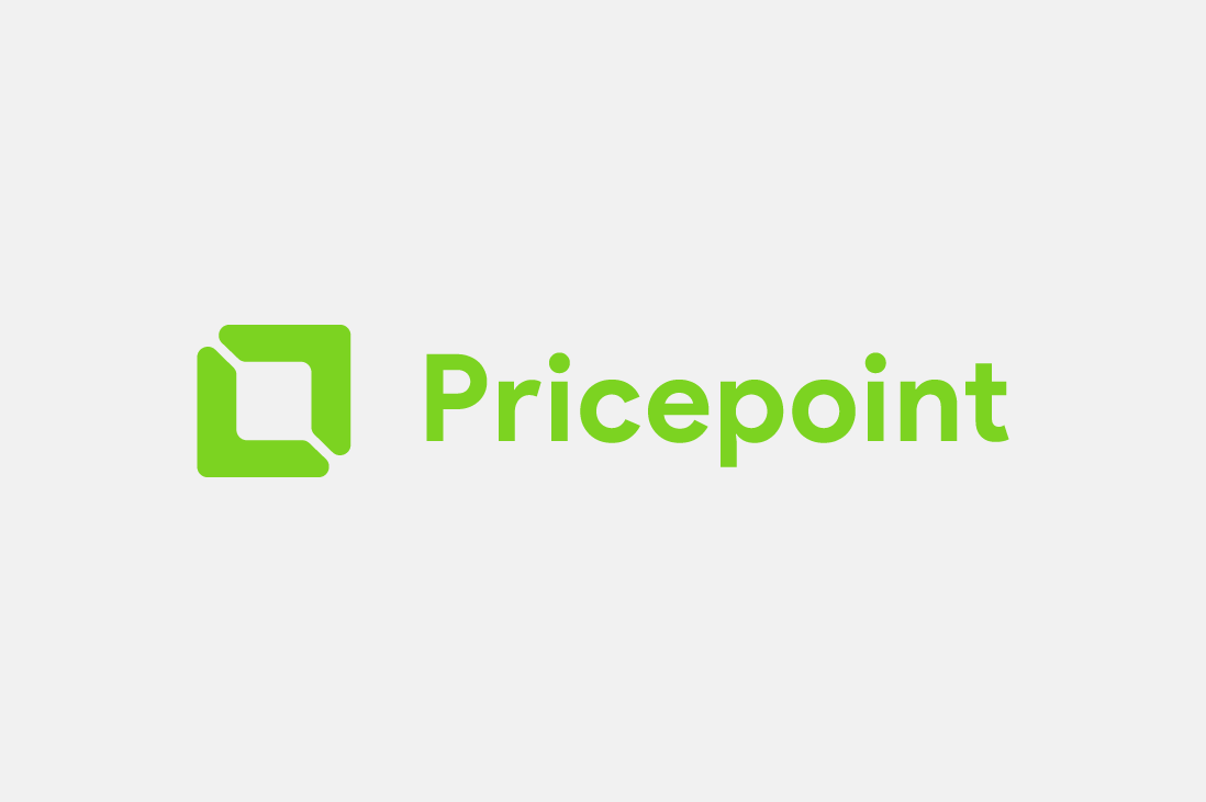 Pricepoint logo: Green square icon and wordmark on a white background.