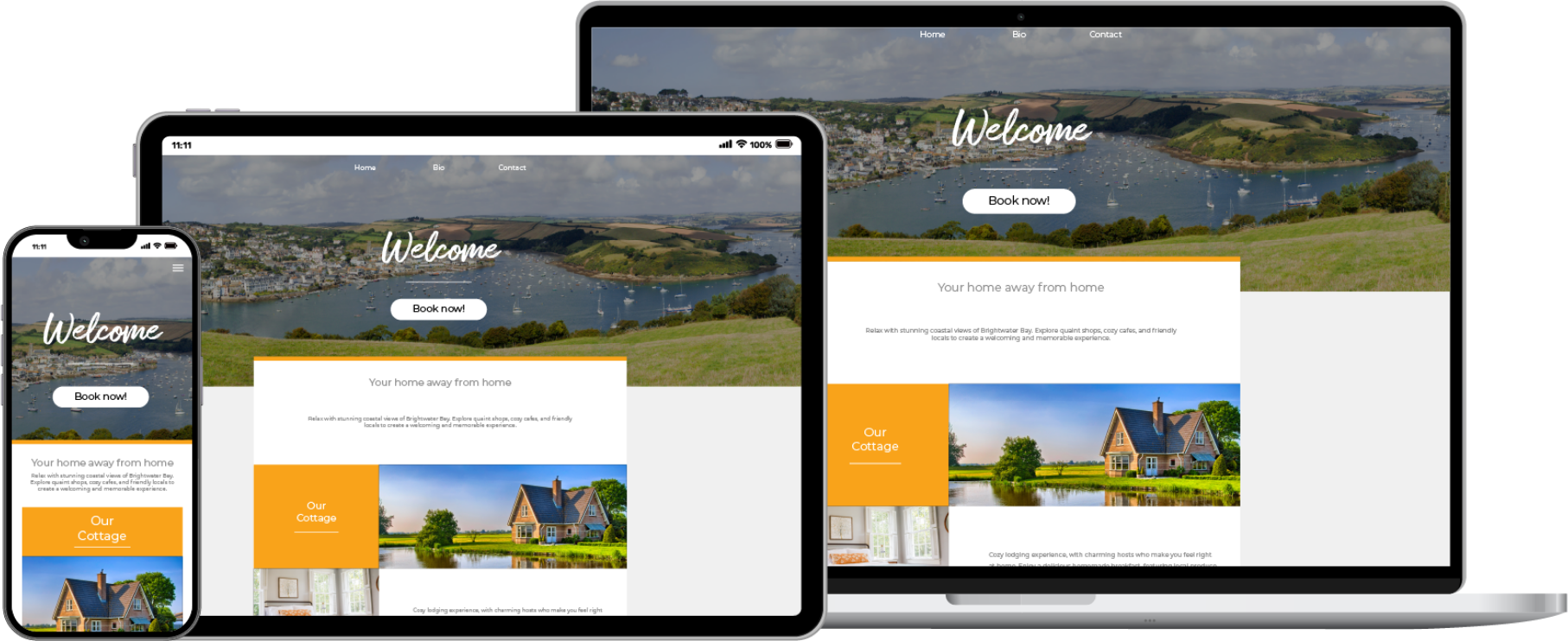 Responsive websites image of three views.