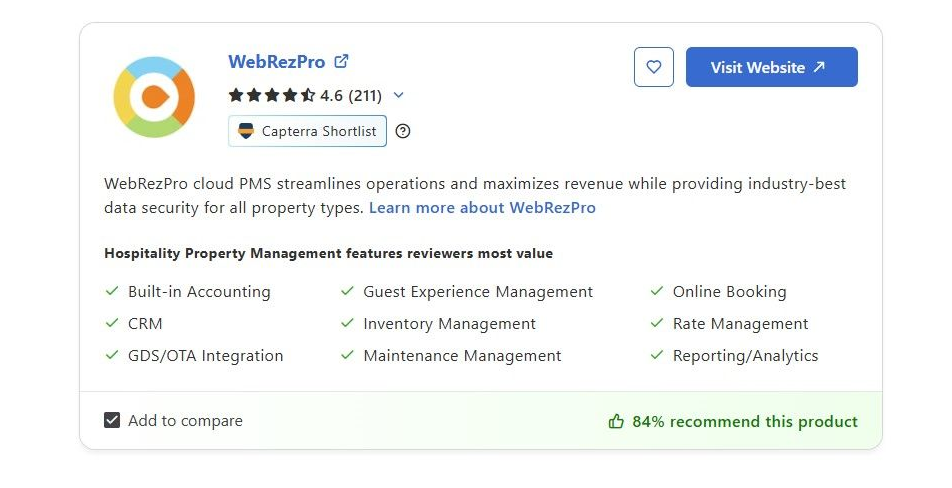 A screenshot of a website that says eviivo on it