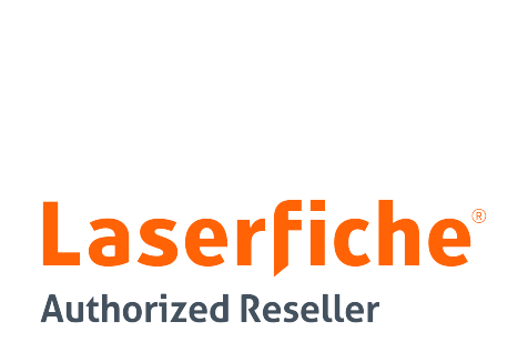 Un logotipo para laserfiche, un revendedor autorizado.