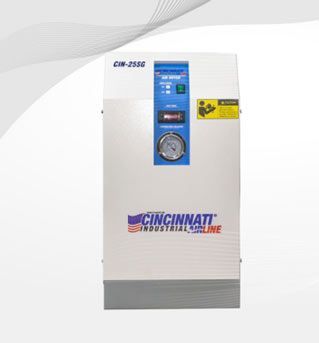 Secador de aire Cincinnati Industrial Line CIM-255G, gabinete blanco con detalles azules, manómetro.