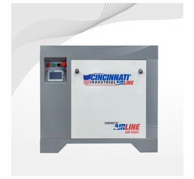 Compresor de aire Cincinnati Industrial Airline gris y blanco.