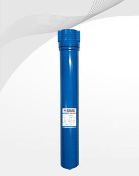 Carcasa cilíndrica azul para filtro de agua.