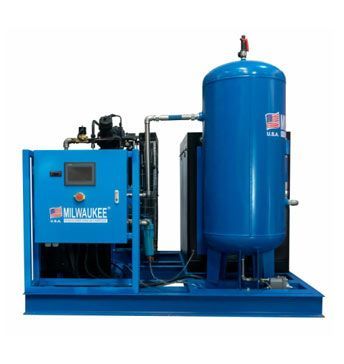 Sistema de compresor de aire Milwaukee azul con tanque, fabricado en EE. UU.
