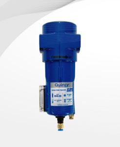 Filtro de aire Blue Quincy con etiqueta y conectores.