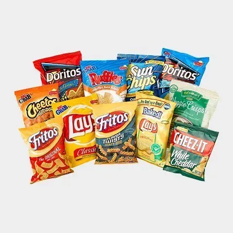 There are many different types of chips in this picture.