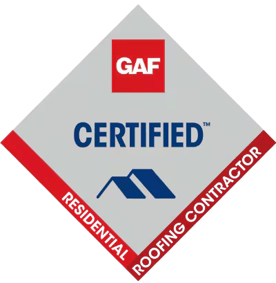 A logo for a certified residential roofing contractor