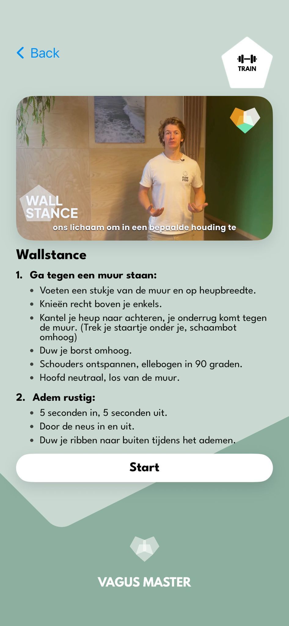 Wall stance oefening