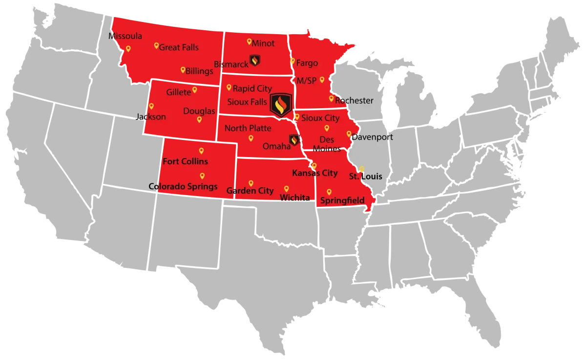 Our 10-state service area across the northern U.S.