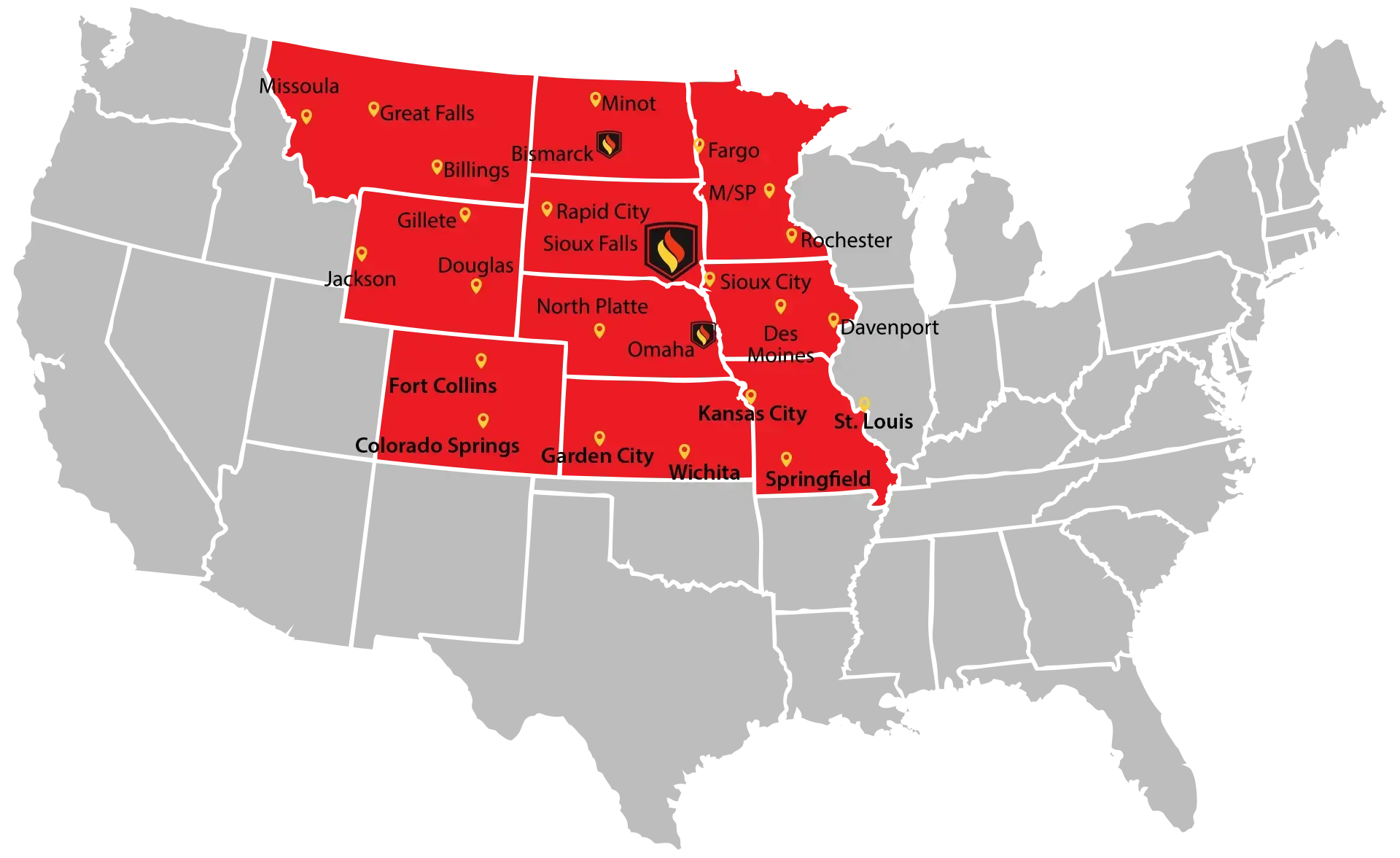 Our 10-state service area across the northern U.S.