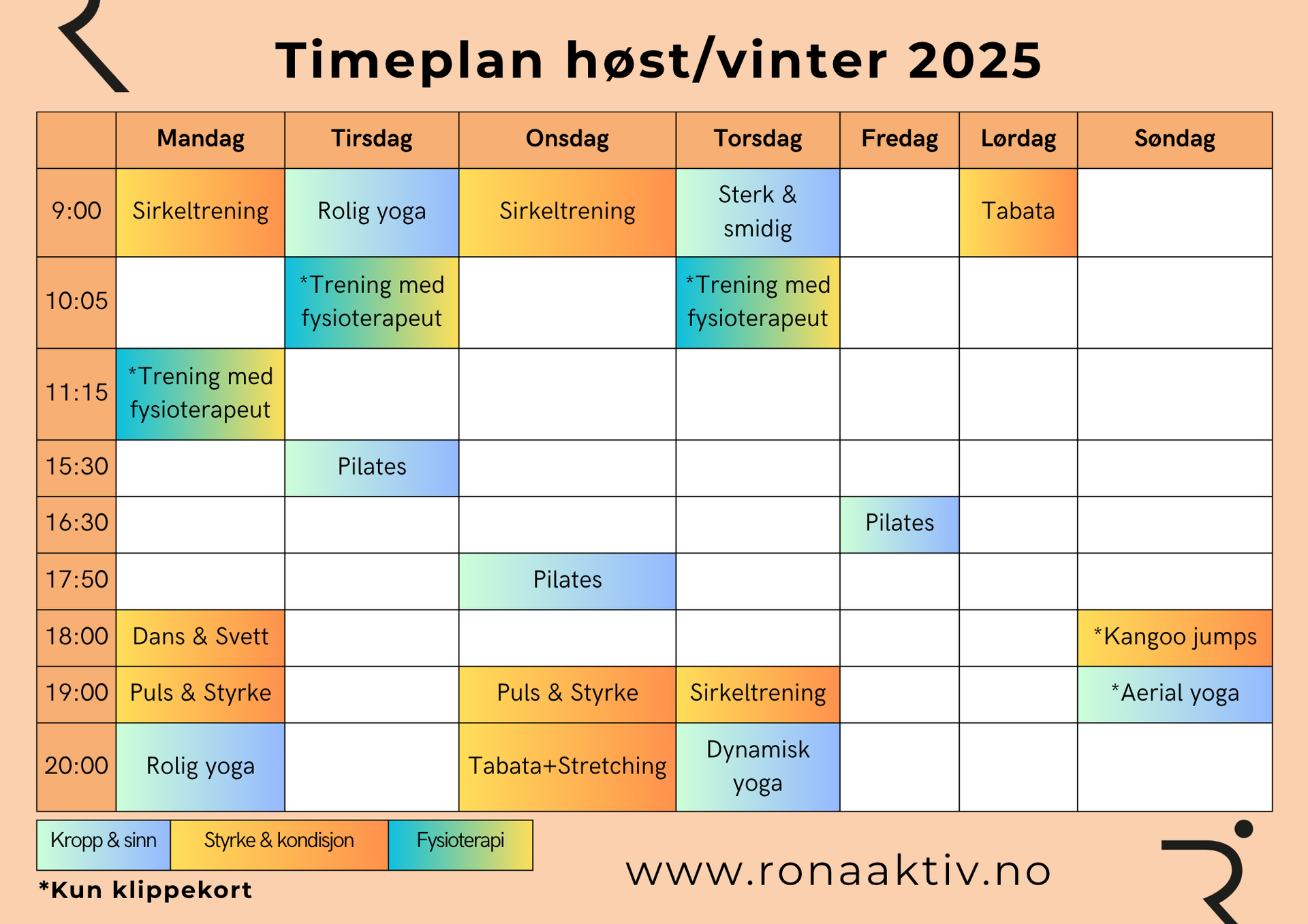 timeplan høst vinter 2024