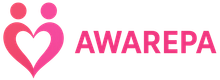 The logo for awarepa is a pink heart with two people in it.