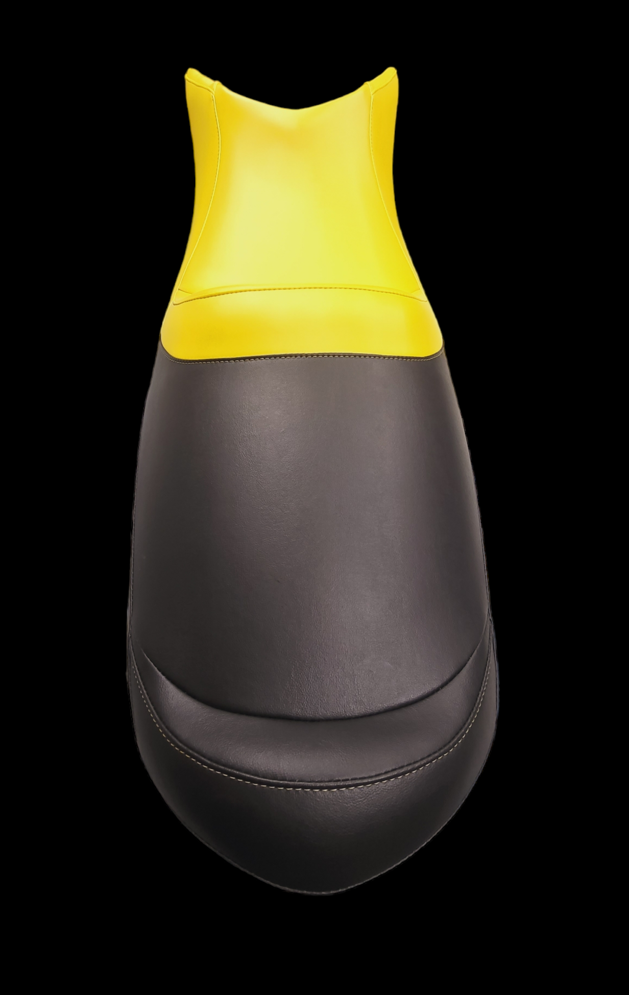Black motorcycle seat with yellow top section.