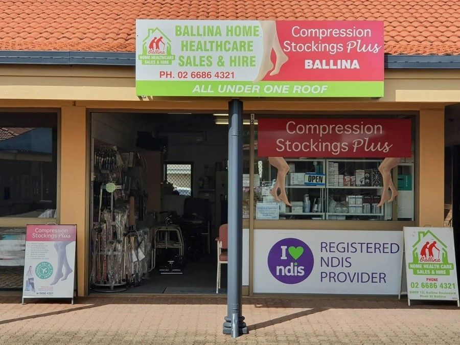 Storefront: Ballina Home Healthcare, selling and hiring healthcare products — Ballina Home Healthcare Sales & Hire and Compression Stockings Plus in Ballina, NSW