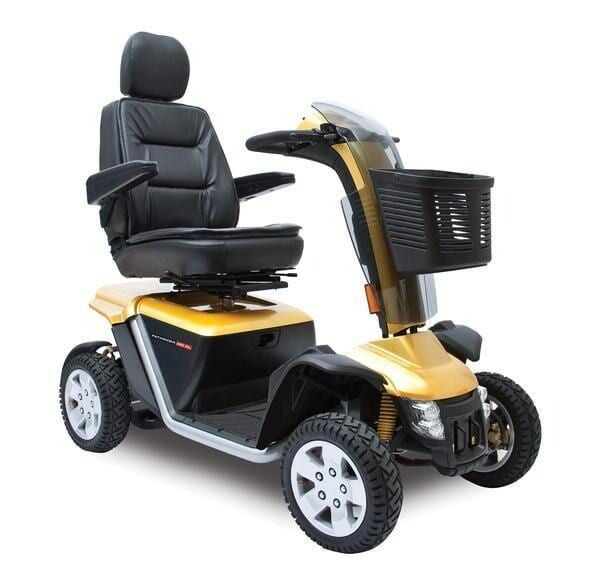 Gold Mobility Scooter With Black Seat and Basket — Ballina Home Healthcare Sales & Hire and Compression Stockings Plus in Ballina, NSW