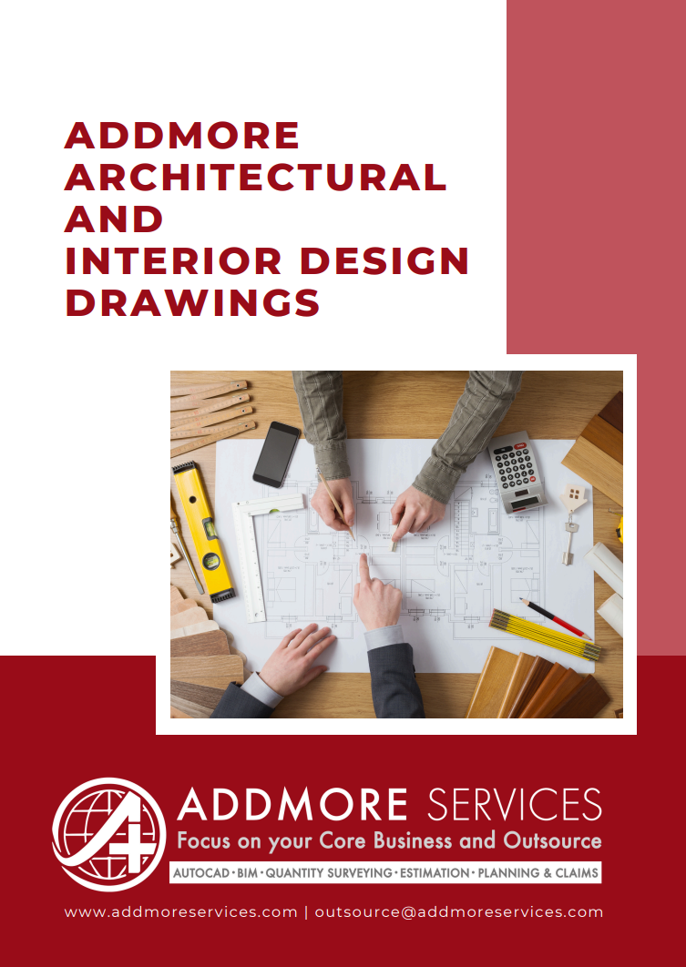 A poster for addmore architectural and interior design drawings