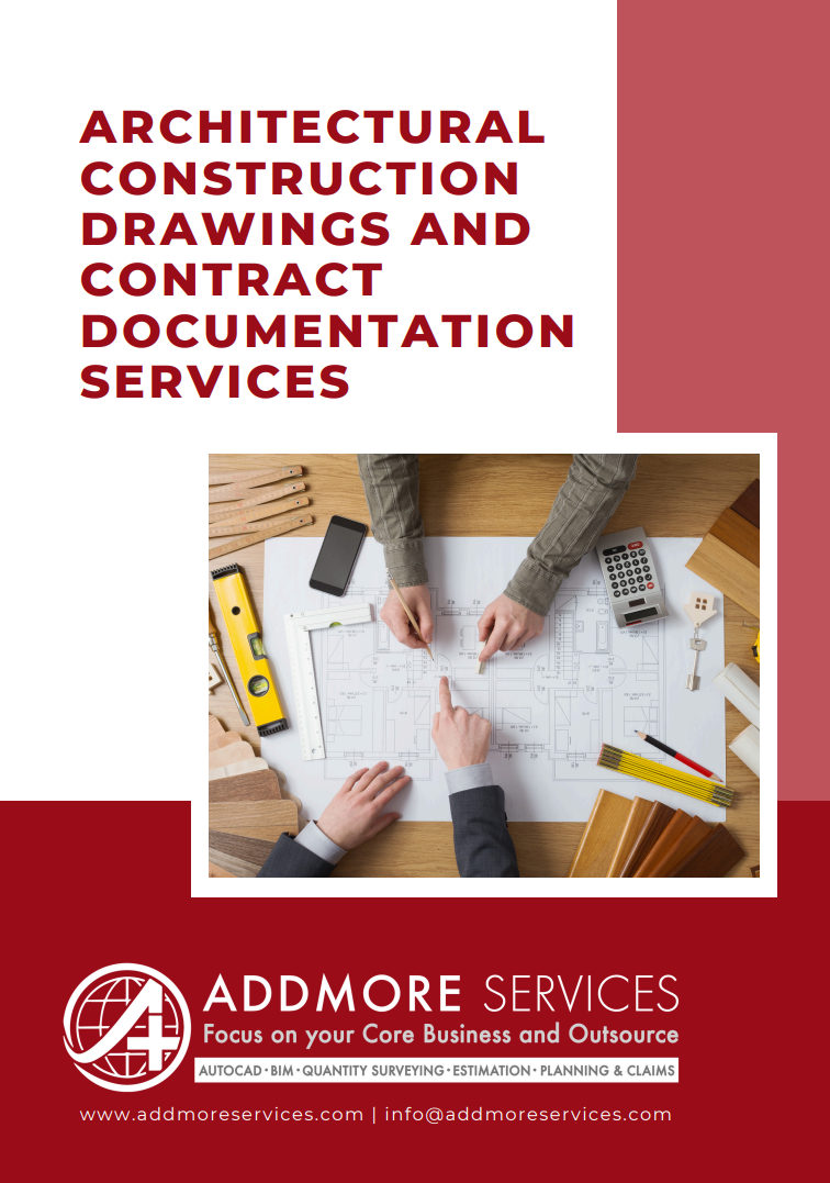 A brochure for architectural construction drawings and contract documentation services