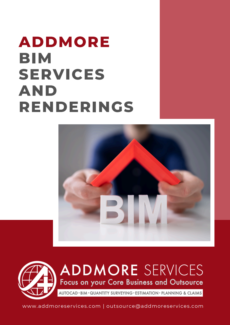 A brochure for addmore bim services and renderings