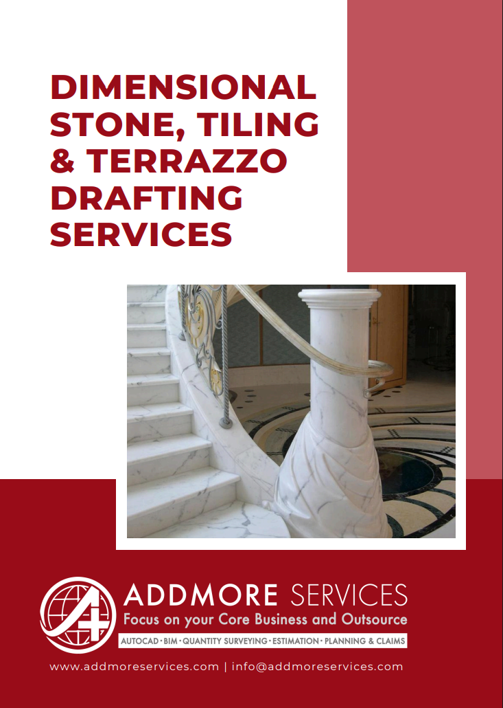A brochure for dimensional stone tiling and terrazzo drafting services