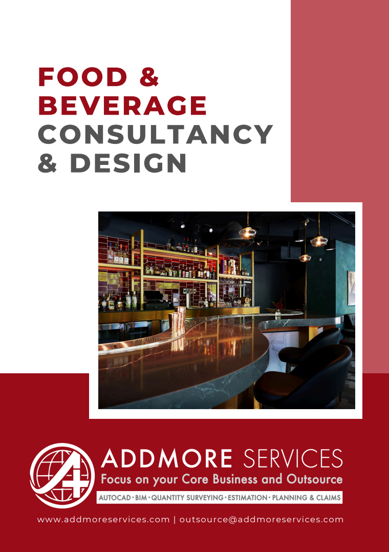 A poster for food and beverage consultancy and design by addmore services