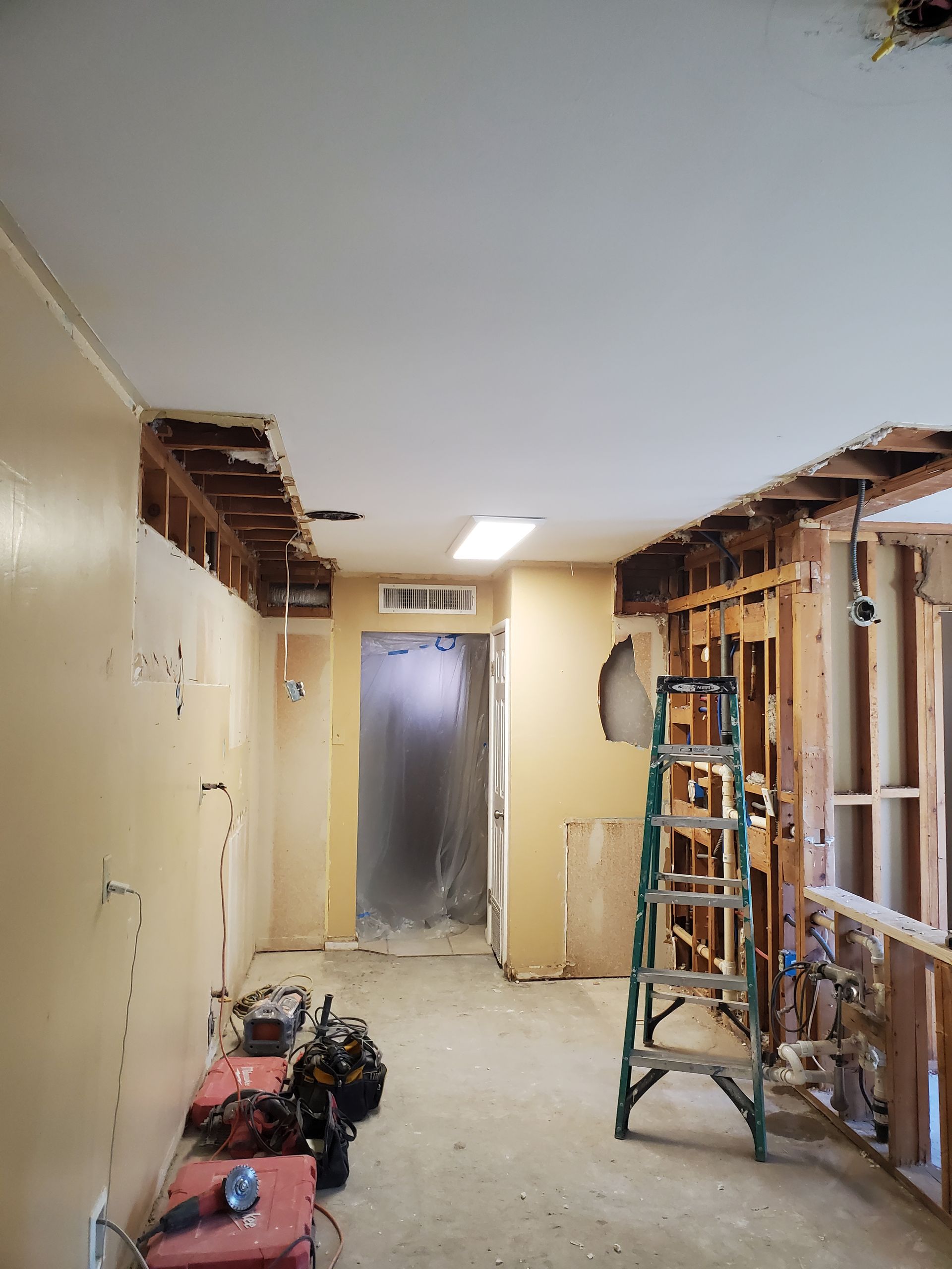 There is a ladder in the middle of the room.