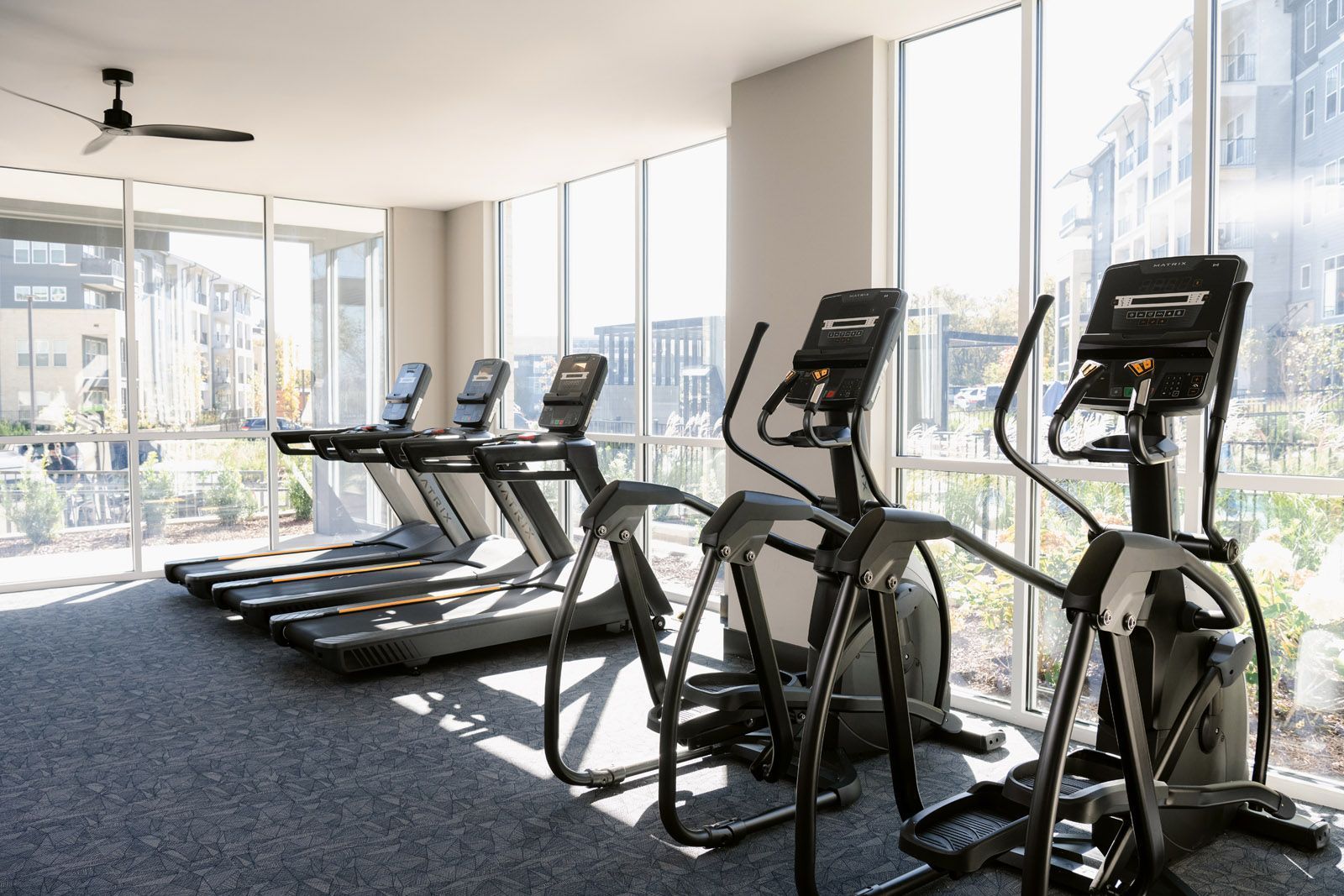 Plenty of cardio equipment in the fitness center at Livano Nations.