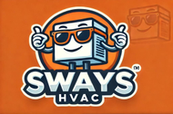 Smiling HVAC unit cartoon character with sunglasses giving thumbs up, logo for Sways HVAC.