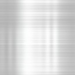 Una texture di acciaio argentato spazzolato e metallico con venature orizzontali.