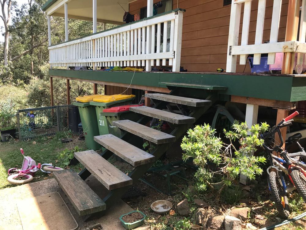 Before Outside Wood Staircase — Property Maintenance & Garden Care in Beerwah, QLD