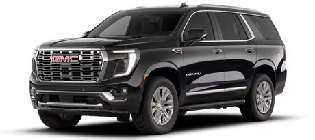 A black gmc yukon is shown on a white background.