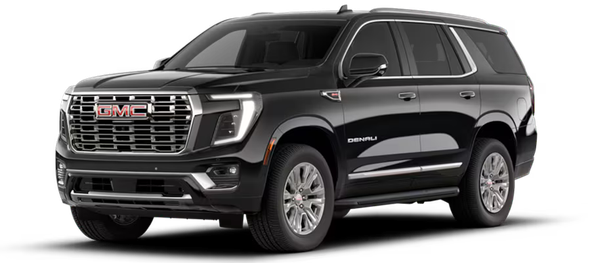 A black gmc yukon is shown on a white background.