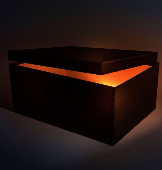A black box with a light inside of it