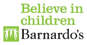 A logo that says believe in children barnardo 's