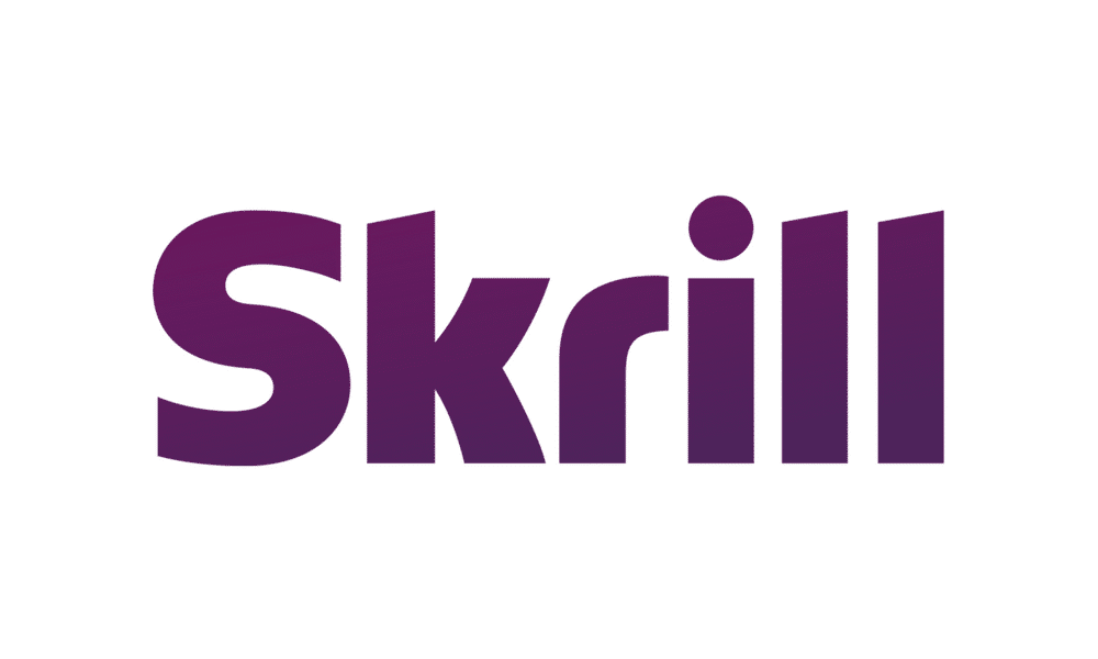 The skrill logo is purple and white on a white background.