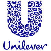 The unilever logo is a blue u with flowers and leaves on it.