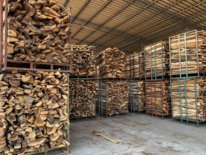 Stocked firewoods and lumber