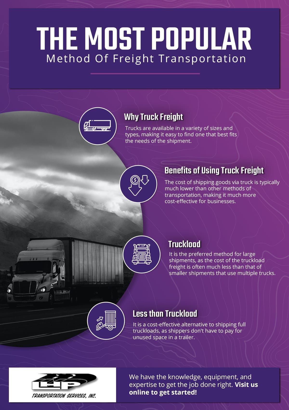 A poster about the most popular method of freight transportation.