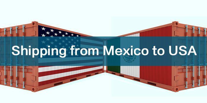 Two shipping containers with the flags of mexico and the usa on them.