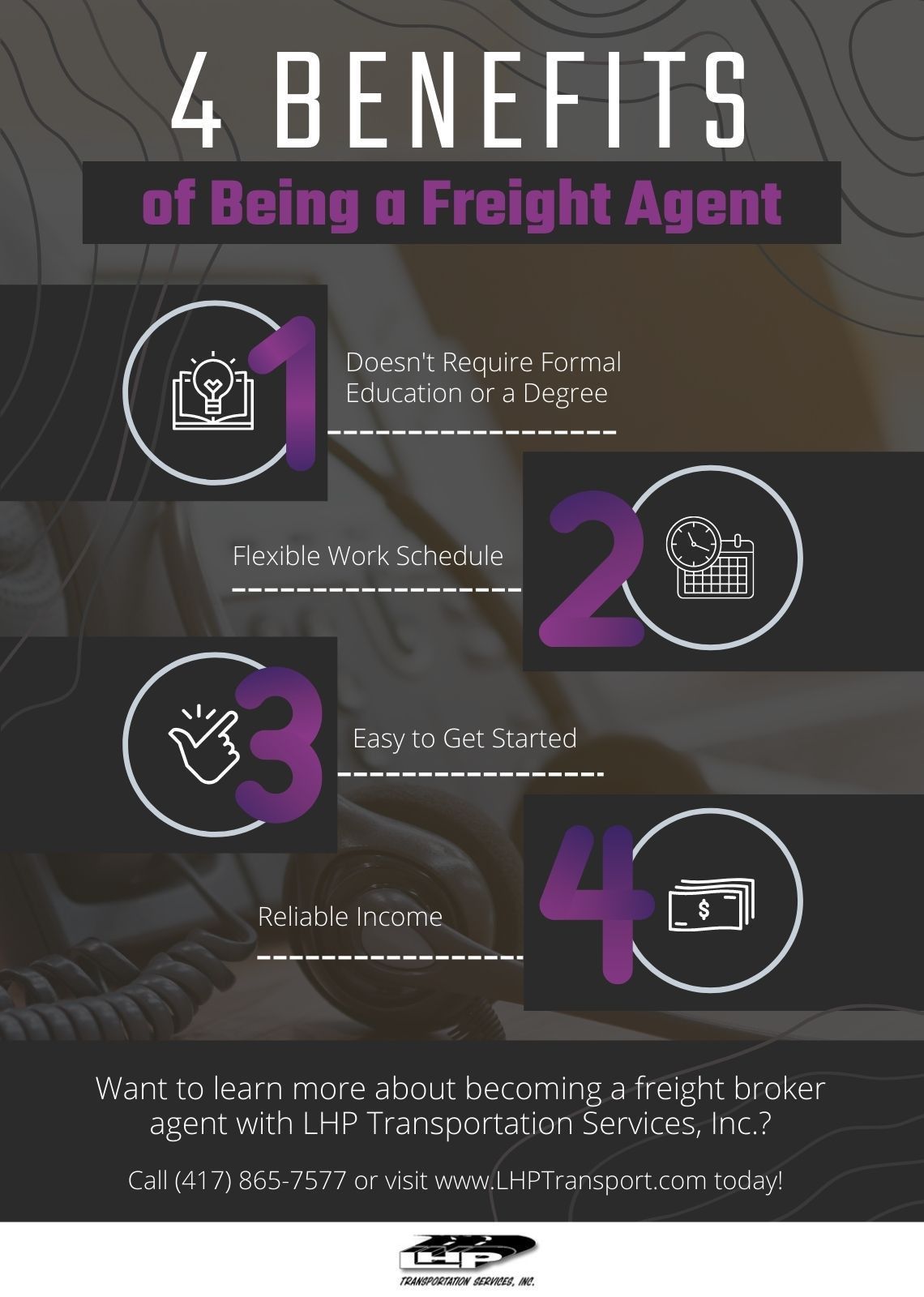 A poster explaining the benefits of being a freight agent