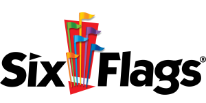 The six flags logo has a bunch of flags on it