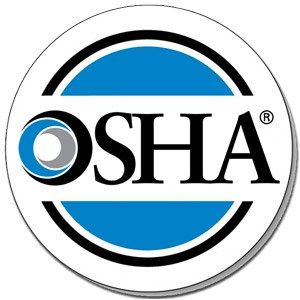 The osha logo is blue and black in a circle.