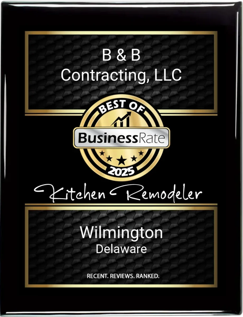 An award plaque for B & B Contracting, LLC, named 