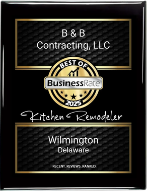 An award plaque for B & B Contracting, LLC, named 